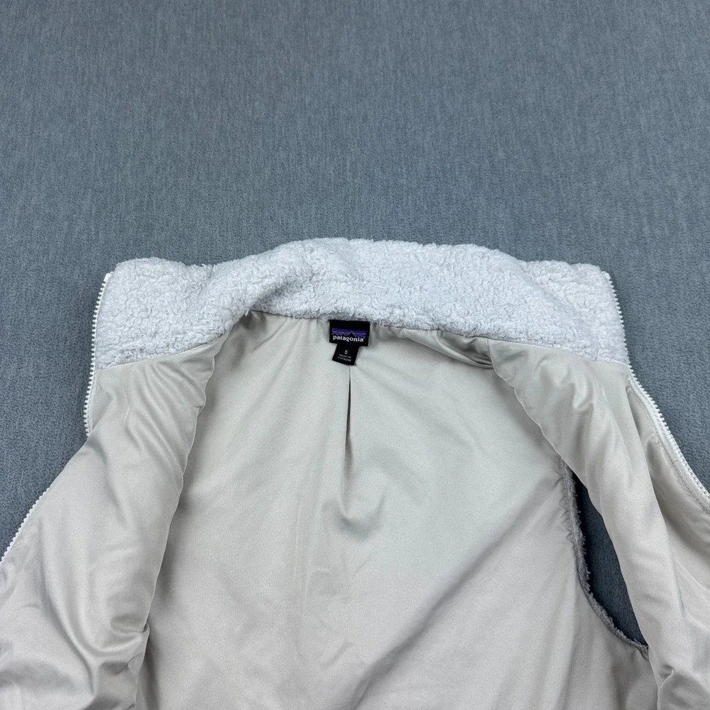 Patagonia Vest Women Small White Los‎ Gatos Fleece Full Zip Fuzzy Pocket 25215 - Picture 3 of 13